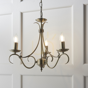 Endon Bernice 3 × E14 chandelier, antique brass finish, 39 cm, 2030-3AN small 4