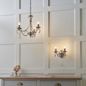 Endon Bernice 3 × E14 chandelier, antique brass finish, 39 cm, 2030-3AN small 5