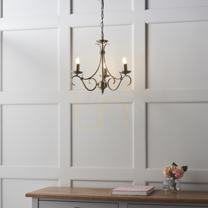 Endon Bernice 3 × E14 chandelier, antique brass finish, 39 cm, 2030-3AN small 7