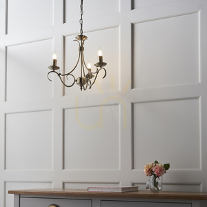 Endon Bernice 3 × E14 chandelier, antique brass finish, 39 cm, 2030-3AN small 8