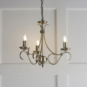 Endon Bernice 3 × E14 chandelier, antique brass finish, 39 cm, 2030-3AN small 9