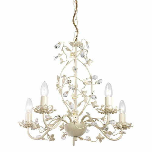 Check Endon Lullaby 5-Light Cream Transparent Pendant Light LULLABY-5CR