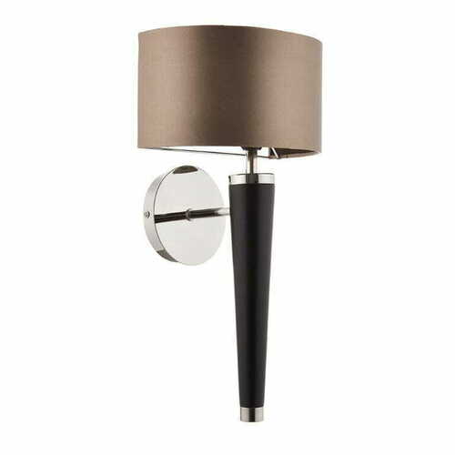 Check Endon Corvina Brown Black Chrome Fabric Wood Metal Wall Light CORVINA-1WB