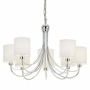 Endon Phantom 7-Light E14 Chrome Pendant with White Fabric Shades small 0