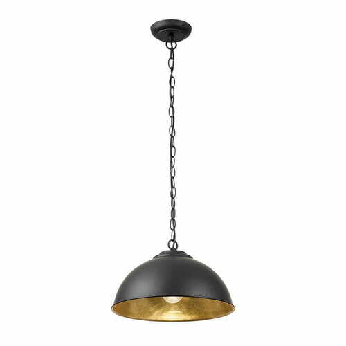Check Endon Colman Black Gold Steel Industrial Pendant Light E27 34.5cm