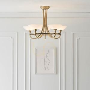 Endon Cagney CAGNEY-5AB 5-Light G9 Ceiling Light, Antique Brass Finish and White Glass small 3