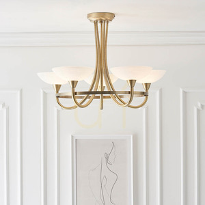Endon Cagney CAGNEY-5AB 5-Light G9 Ceiling Light, Antique Brass Finish and White Glass small 4
