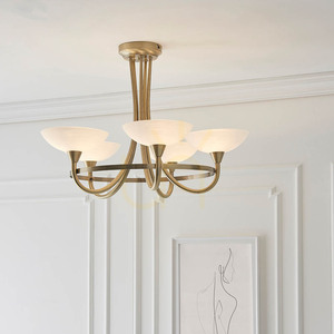 Endon Cagney CAGNEY-5AB 5-Light G9 Ceiling Light, Antique Brass Finish and White Glass small 5
