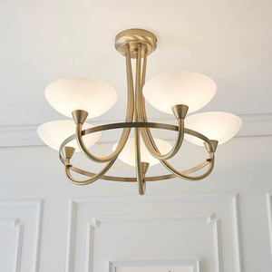 Endon Cagney CAGNEY-5AB 5-Light G9 Ceiling Light, Antique Brass Finish and White Glass small 6