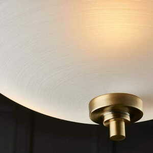 Endon Welles Semi-Flush Ceiling Light, 3×E27, Antique Brass and White Glass, 41 cm small 2