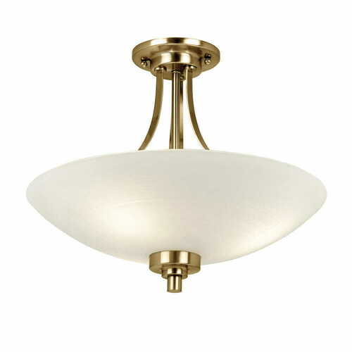 Check Endon Welles 3 Light Brass Glass Ceiling Light White Mossy 41cm