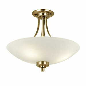 Endon Welles Semi-Flush Ceiling Light, 3×E27, Antique Brass and White Glass, 41 cm small 0