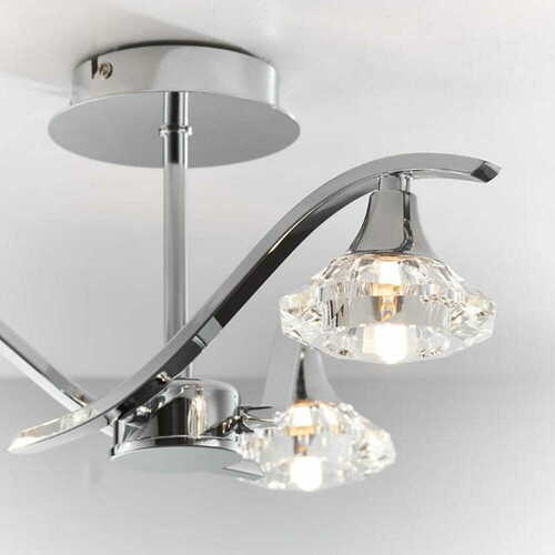 Check Endon Langella 3 Light Chrome Crystal Ceiling Light 45cm