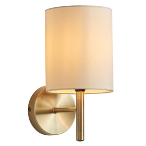 Endon Brio BRIO-1WBAB E14 Wall Light, Antique Brass Finish, Cream Fabric Shade small 4
