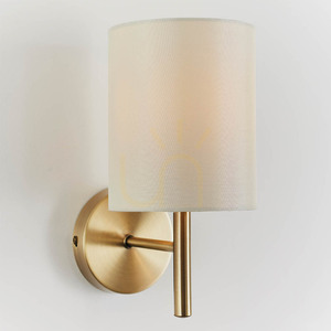Endon Brio BRIO-1WBAB E14 Wall Light, Antique Brass Finish, Cream Fabric Shade small 5