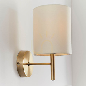 Endon Brio BRIO-1WBAB E14 Wall Light, Antique Brass Finish, Cream Fabric Shade small 6