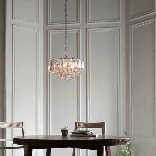 Check Endon Fargo 3 Light Chrome Pendant Light, 39cm, Steel Acrylic