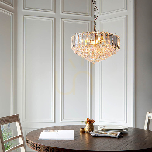 Check Endon Fargo 6-Light Brass Pendant Lamp 46cm