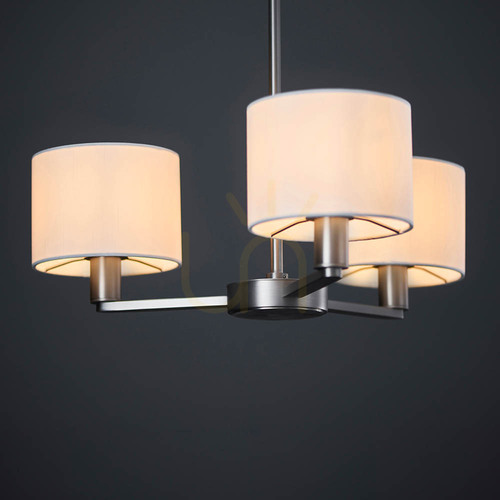 Check Endon Daley 3 Light Pendant Lamp White Silver E14 60256