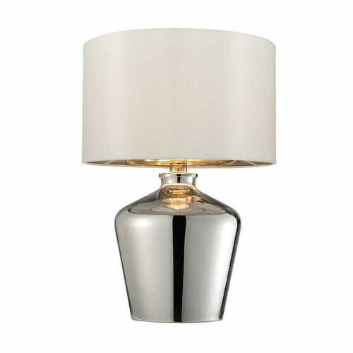 Check Endon Waldorf Standing Lamp White Chrome Ivory Glass Fabric E27 61198