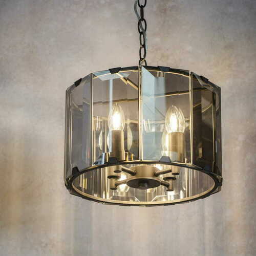 Check Endon Clooney 4 Light Smoky Glass Pendant Light 61281