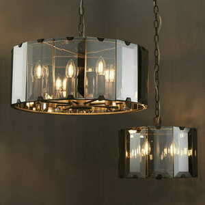 Endon Clooney 8 Light Smoky Glass Pendant Light 50cm E14 61294 small 5