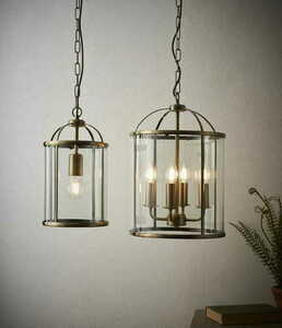 Endon Lambeth 69454 Antique Brass and Clear Glass Pendant Light, 20 cm, E27 small 1
