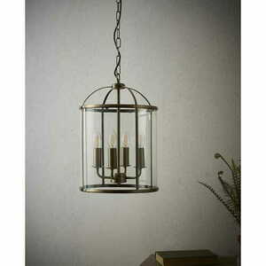 Endon Lambeth Brass Glass 4-Light Pendant Lamp 69455 small 1