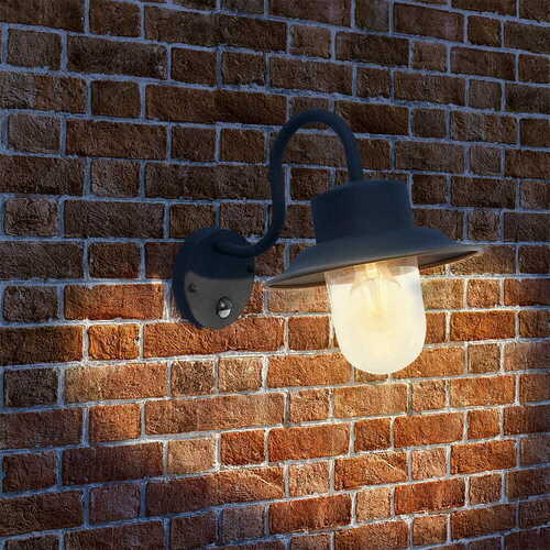 Check Endon Chesham Black PIR Motion Sensor Wall Light 70331