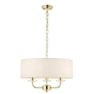 Endon Nixon 70560 3-Light E14 Brass-Effect Pendant with White Shades, 45 cm small 2