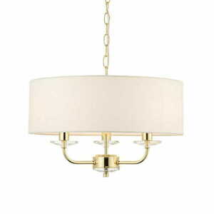Endon Nixon 70560 3-Light E14 Brass-Effect Pendant with White Shades, 45 cm small 3