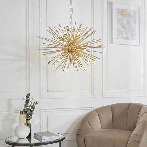 Check Endon Orta 9-Light Brass Pendant Lamp 62cm