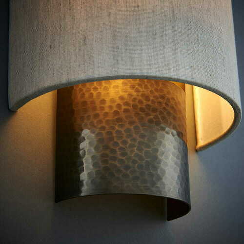 Check Endon Indara Beige Fabric Wall Light E14 71308
