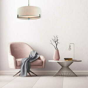 Endon Hayfield 3-Light Beige Fabric Pendant Lamp 72635 small 1