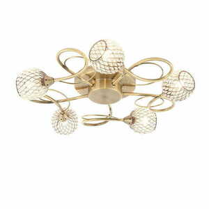 Endon Aherne Brass Glass 5-Light Ceiling Light 73757 small 0