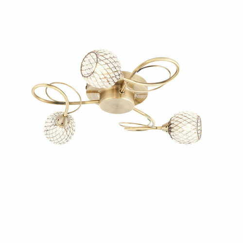 Check Endon Aherne 73758 Brass Glass 3-Light Ceiling Light 43cm