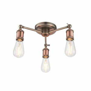 Endon Hal 3 Light Industrial Ceiling Light Copper Silver Steel E27 76124 small 0