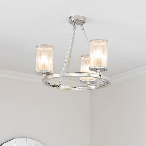 Check Endon Easton 76261 3-Light Ceiling Light Nickel Glass 48cm