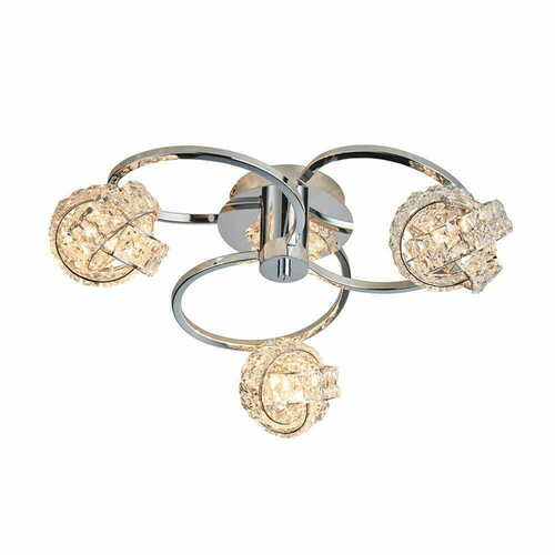 Check Endon Talia 3-Light Chrome Glass Ceiling Light 46cm 76285