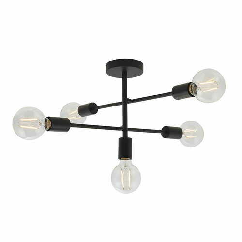 Check Endon Studio Black 5-Light Ceiling Lamp 53cm Steel 79502
