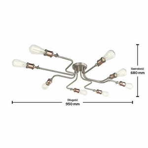 Endon Hal 8-Light Silver Copper Steel Industrial Ceiling Light 81610 small 1