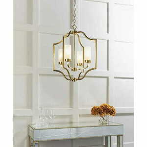Endon Edrea 4-Light Brass Glass Pendant Light 48cm small 1