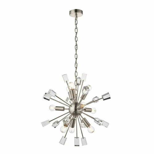 Check Endon Miro 9-Light Pendant Lamp Nickel Crystal 50cm SKU 81917