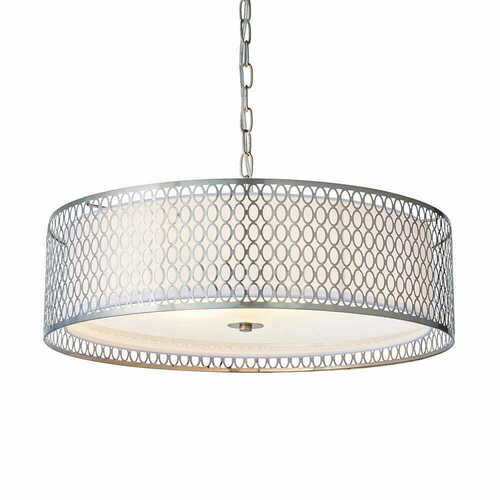 Check Endon Cordero 3-Light Pendant Light Nickel White 56cm 81969