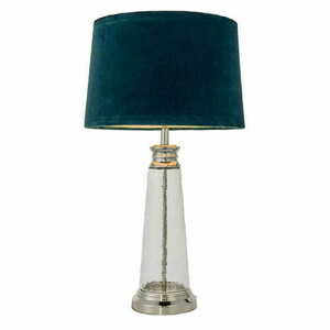Endon Winslet 90545 table lamp, glass and nickel, teal shade, E27, 61 cm small 1