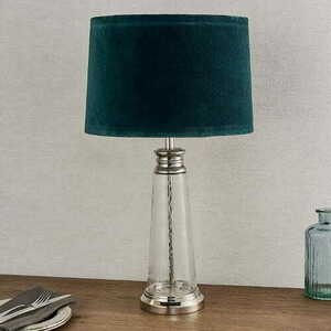 Endon Winslet 90545 table lamp, glass and nickel, teal shade, E27, 61 cm small 3