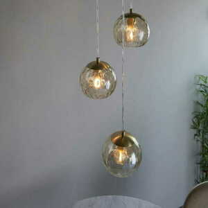 Endon Dimple 3-Light Satin Brass Glass Pendant Light 91971 small 3