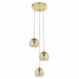 Endon Dimple 3-Light Satin Brass Glass Pendant Light 91971 small 5