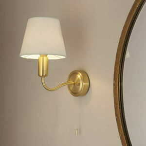 Endon Conway 93852 Bathroom Wall Light, Satin Brass, Ivory Shade, IP44 G9 small 1