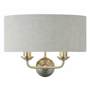 Endon Highclere 2 Light Beige Fabric Wall Light 94403 small 2